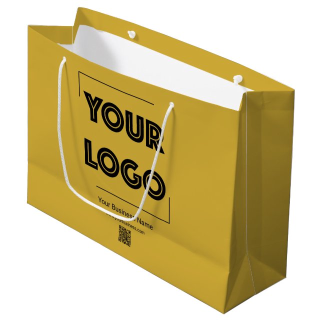 Sacola Para Presentes Grande Your Logo Custom Business Marketing Gold (Frente inclinada)