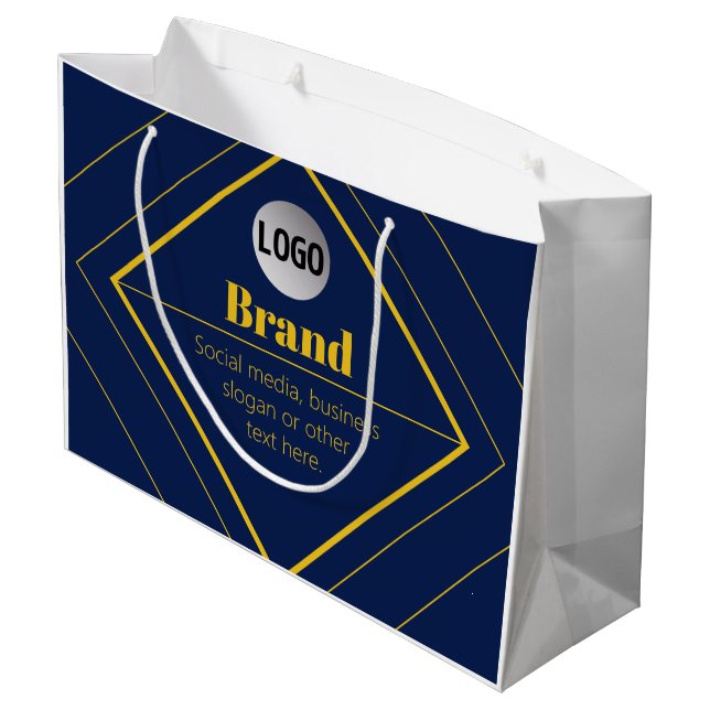 Sacola Para Presentes Grande Your Logo & Customizable Design Template (Verso inclinado)