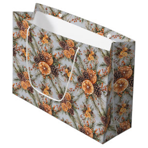 Sacola Para Presentes Grande Yule Winter Solstice Natural Pine & Orange