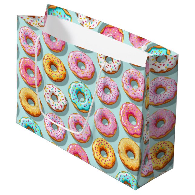 Sacola Para Presentes Grande Yummy cream donuts blue (Frente inclinada)