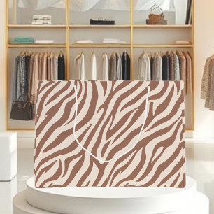 Sacola Para Presentes Grande Zebra Print-Mocha Mousse