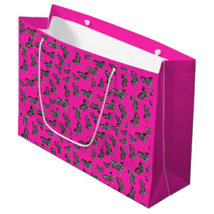 Sacola Para Presentes Grande Zebra rosa selvagem moderna