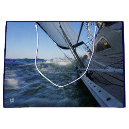 Sacola Para Presentes Grande Zeilboot met lege horizon voor avontuur.
