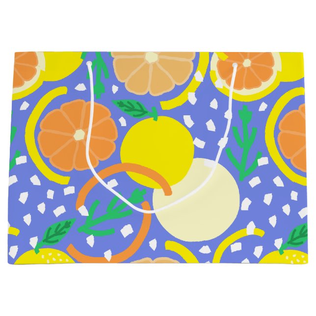 Sacola Para Presentes Grande Zesty Citrus Fruit Summer Amalfi Coast (Frente)