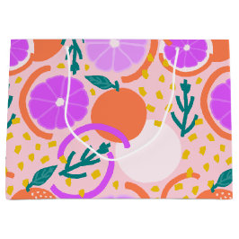 Sacola Para Presentes Grande Zesty Citrus Fruit Summer Pink Lemonade