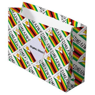 Sacola Para Presentes Grande Zimbabwe Bandeira do Zimbábue Personalizada em Mos