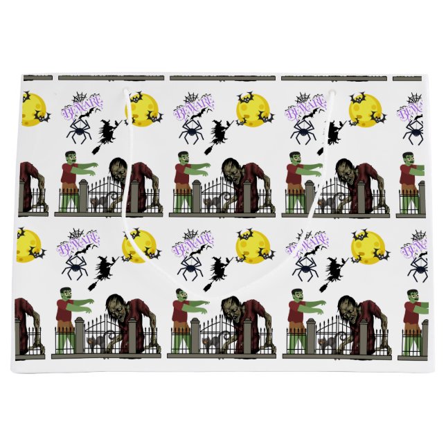 Sacola Para Presentes Grande Zombie Halloween Land Large Gift Bag (Frente)