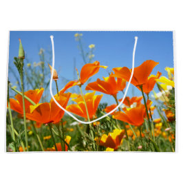 Sacola Para Presentes Grande Zomers gevoel van wilde oranje bloemen.