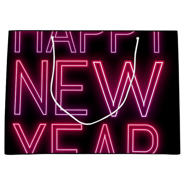 Sacola Para Presentes Grande Zoom no Gradiente Roxo Ano Novo (Frente)