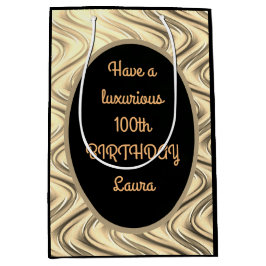 Sacola Para Presentes Média 100º aniversário do Luxury Dourado e Black Persona