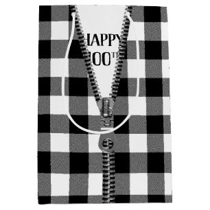Sacola Para Presentes Média 100º aniversário do Zipper na Xadrez de Buffalo