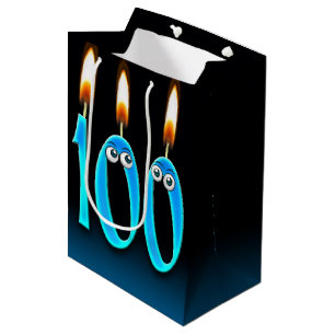 Sacola Para Presentes Média 100º Aniversário Velas Médias de Presente