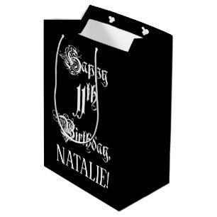 Sacola Para Presentes Média 11 Birthday: Rico, Script Elegante + Nome Personal