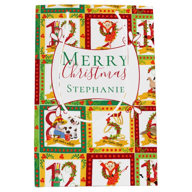 Sacola Para Presentes Média 12 dias de Natal (Frente)