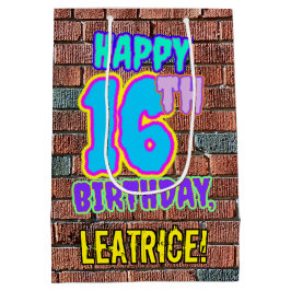 Sacola Para Presentes Média 16º aniversário: Grafite urbano inspirado na aparê