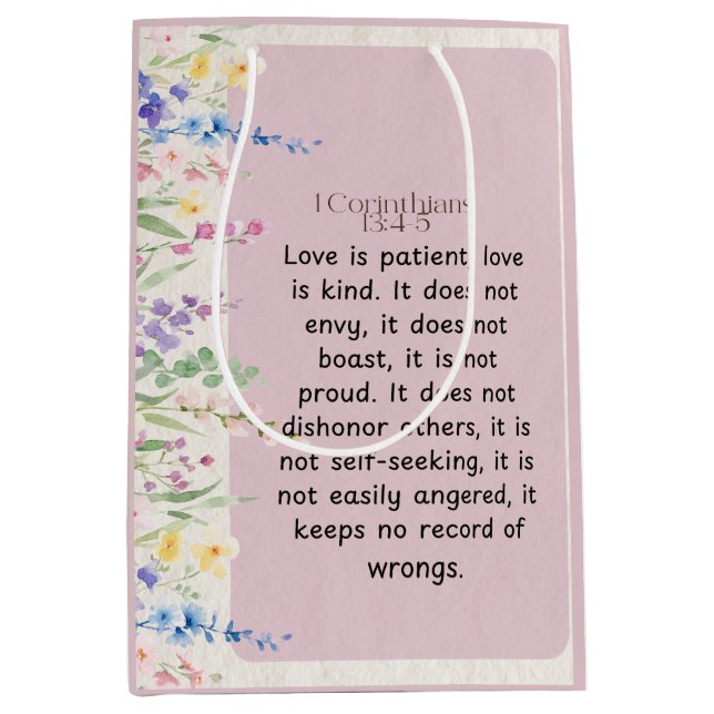 Sacola Para Presentes Média 1 Imagem Versa de Bíblia 13:4-5 (Frente)