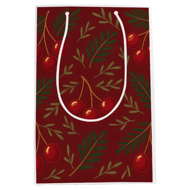 Sacola Para Presentes Média 🎄 1. Sweet Cherry Holiday Charm Collection (Frente)