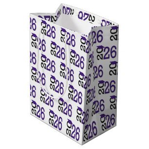 Sacola Para Presentes Média 2025 Graduação Roxo e Preto