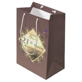Sacola Para Presentes Média 21 Aniversário de Casamentos de ruas Brass e Iolit