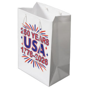 Sacola Para Presentes Média 250 Anos EUA 1776–2026 Semiquincentenário