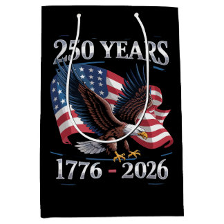 Sacola Para Presentes Média 250 Years 4th Of July Eagle USA Flag 1776 2026