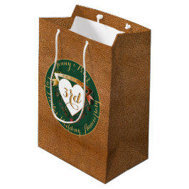 Sacola Para Presentes Média 3º aniversário do casamento Imagem de couro verde