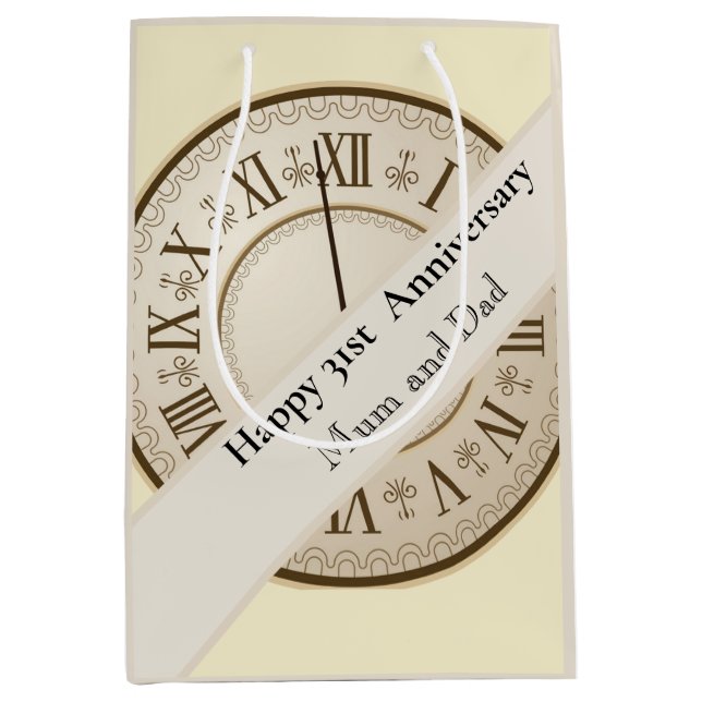 Sacola Para Presentes Média 31º aniversário de casamento editável (Frente)