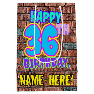 Sacola Para Presentes Média 36.o aniversário: Divertido, Grafite Urbano Inspi