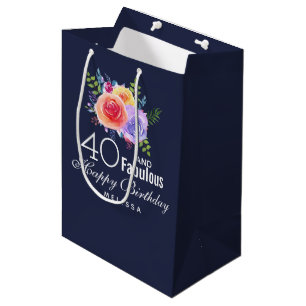 Sacola Para Presentes Média 40 e Texto fabuloso - Aniversário com Flor de Aqu