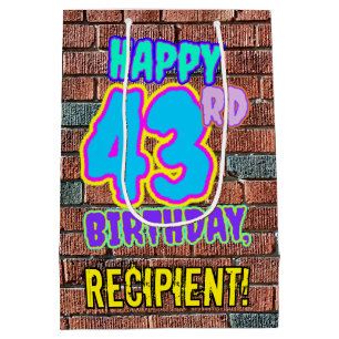 Sacola Para Presentes Média 43º aniversário: Diversão, Grafite Urbano Inspirad