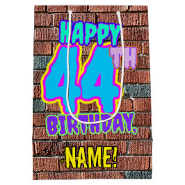 Sacola Para Presentes Média 44 Aniversário: Divertido, Grafite Urbano Inspirad