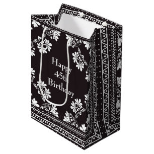 Sacola Para Presentes Média 45º aniversário Bandanna branca e negra