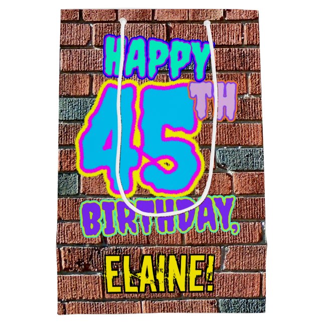 Sacola Para Presentes Média 45.º aniversário: Grafite Urbano divertido Inspira (Verso)