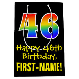 Sacola Para Presentes Média 46º aniversário: Divertido, Negrito, Colorido, Arc