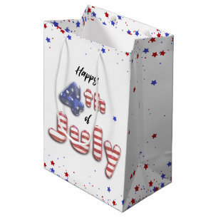 Sacola Para Presentes Média 4 de julho Estrelas Stripes Folhas