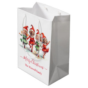 Sacola Para Presentes Média 4 Fotos dos elfos de Natal