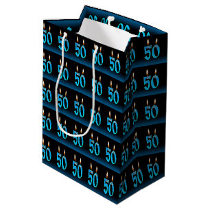 Sacola Para Presentes Média 50º aniversário com velas oculares