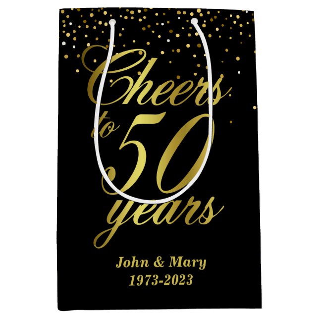 Sacola Para Presentes Média 50º Aniversário de Casamento (Frente)