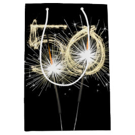 Sacola Para Presentes Média 50º aniversário dos Sparklers de Preto