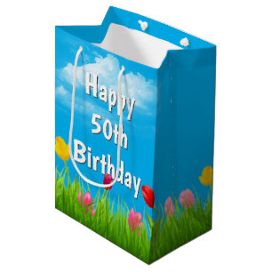 Sacola Para Presentes Média 50º Aniversário Tulipas Médias para Presentes