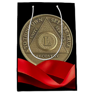 Sacola Para Presentes Média 50 anos de idade Aniversário Moedas Vermelhas Fita