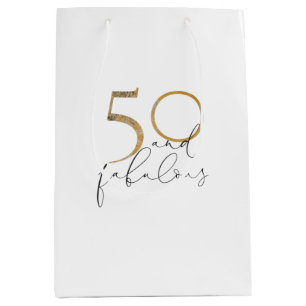 Sacola Para Presentes Média 50 e fabuloso Black & White Dourado 50º aniversá