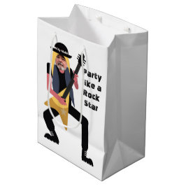 Sacola Para Presentes Média 50th Mens 🎸 🤣 Rockstar Birthday Guitar Funky