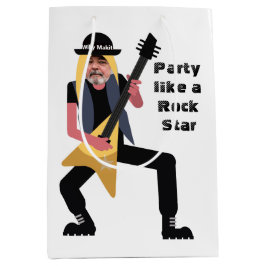 Sacola Para Presentes Média 50th Mens 🎸 🤣 Rockstar Birthday Guitar Funky