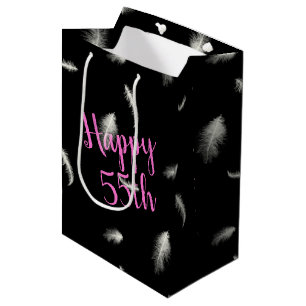 Sacola Para Presentes Média 55º Aniversário Penas Médias para Presentes