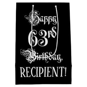 Sacola Para Presentes Média 63.o aniversário: Rico, Script Elegante + Nome Per