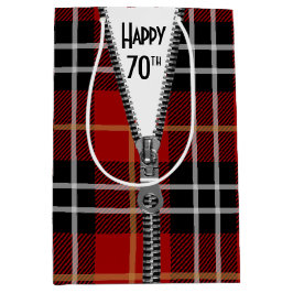 Sacola Para Presentes Média 70 Birthday Zipper Na Xadrez De Tartan
