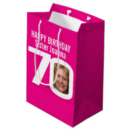 Sacola Para Presentes Média 70 foto na bolsa de presente de aniversário rosa b