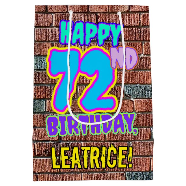 Sacola Para Presentes Média 72.º aniversário: Grafite Urbano e Diversão Inspir (Verso)