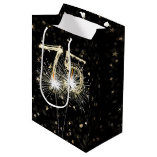 Sacola Para Presentes Média 75º aniversário dos cintiladores a preto com estre